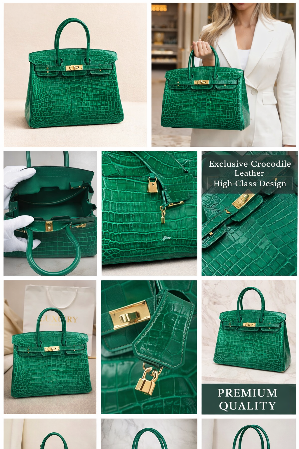 Emerald Croc Elite Handbag